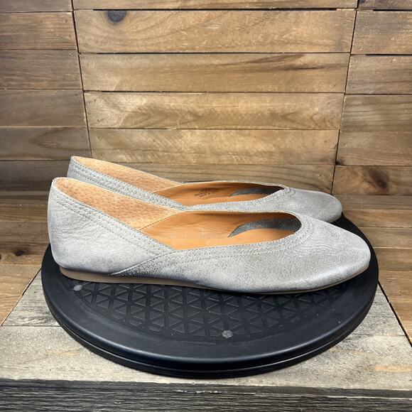 Lucky Brand Womens Size 8.5 Alba Skimmer Square Toe Gray Suede Ballet Flat Shoes - Picture 1 of 10